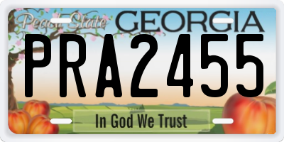 GA license plate PRA2455