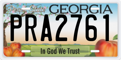 GA license plate PRA2761