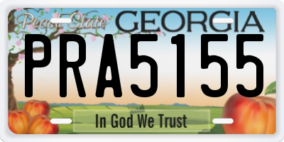 GA license plate PRA5155