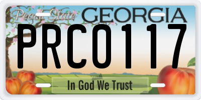 GA license plate PRC0117