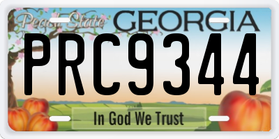 GA license plate PRC9344