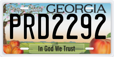 GA license plate PRD2292