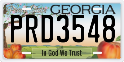 GA license plate PRD3548