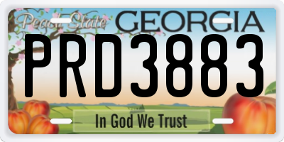 GA license plate PRD3883