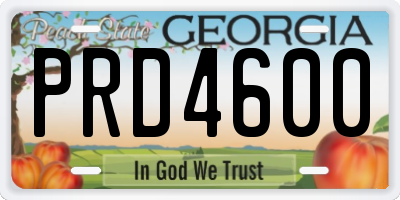 GA license plate PRD4600