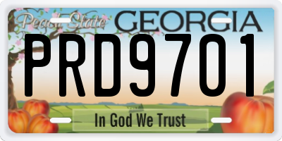 GA license plate PRD9701