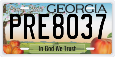 GA license plate PRE8037