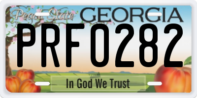 GA license plate PRF0282