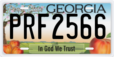 GA license plate PRF2566