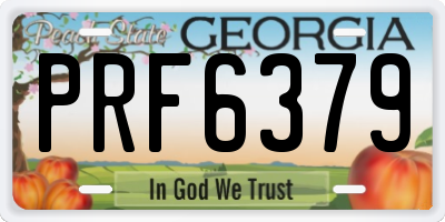 GA license plate PRF6379