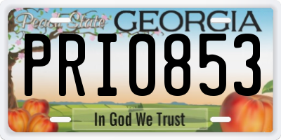 GA license plate PRI0853