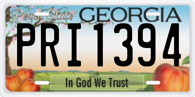 GA license plate PRI1394