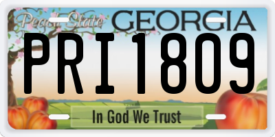 GA license plate PRI1809