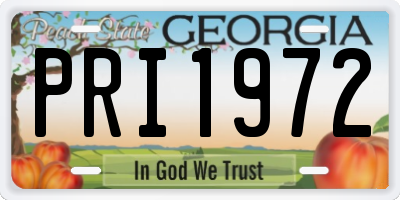 GA license plate PRI1972