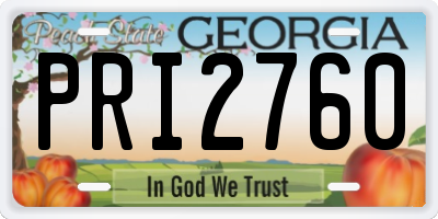 GA license plate PRI2760
