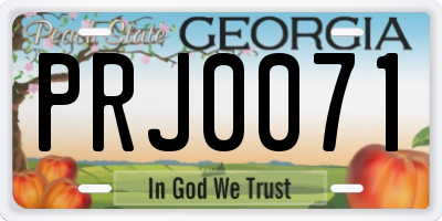 GA license plate PRJ0071
