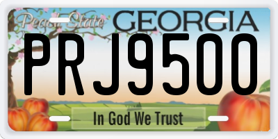 GA license plate PRJ9500