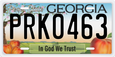 GA license plate PRK0463