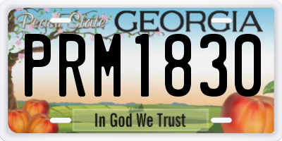 GA license plate PRM1830