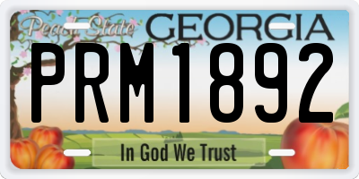 GA license plate PRM1892