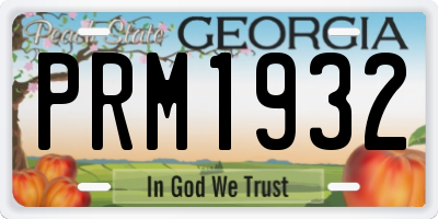 GA license plate PRM1932