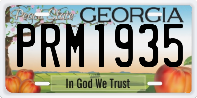 GA license plate PRM1935