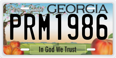 GA license plate PRM1986