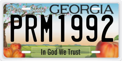 GA license plate PRM1992