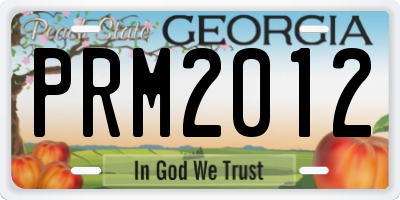 GA license plate PRM2012
