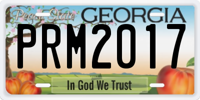GA license plate PRM2017