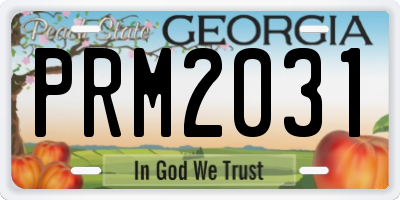 GA license plate PRM2031