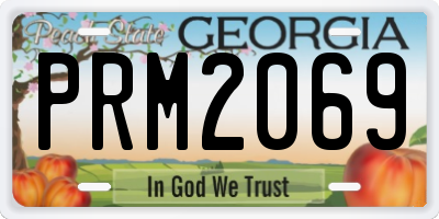 GA license plate PRM2069