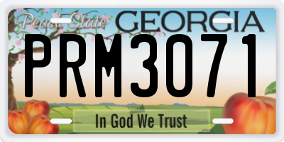 GA license plate PRM3071