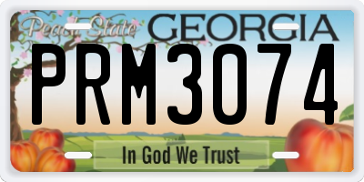 GA license plate PRM3074