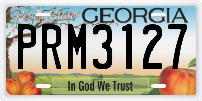 GA license plate PRM3127