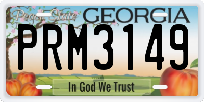 GA license plate PRM3149