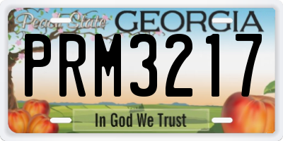 GA license plate PRM3217