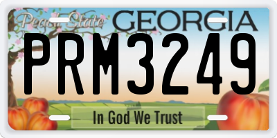 GA license plate PRM3249