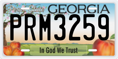 GA license plate PRM3259