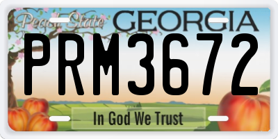 GA license plate PRM3672