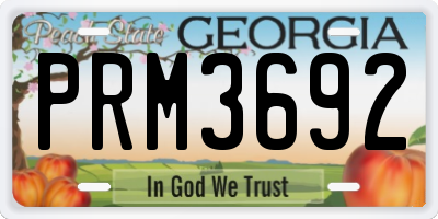 GA license plate PRM3692