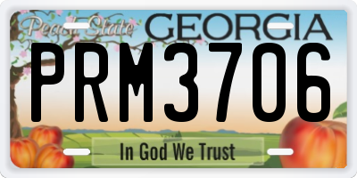 GA license plate PRM3706