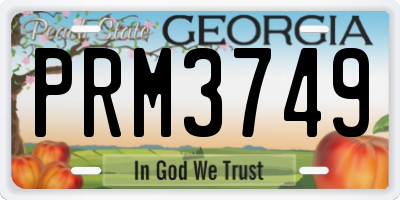 GA license plate PRM3749