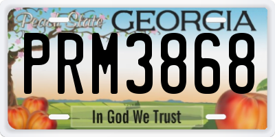 GA license plate PRM3868