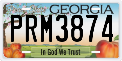 GA license plate PRM3874