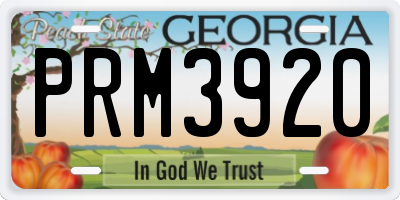 GA license plate PRM3920
