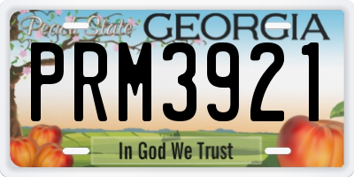 GA license plate PRM3921