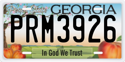 GA license plate PRM3926