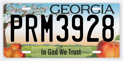 GA license plate PRM3928