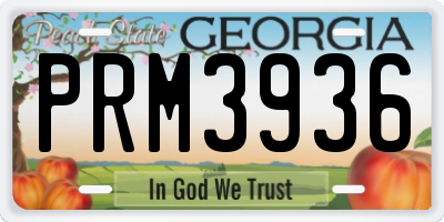 GA license plate PRM3936